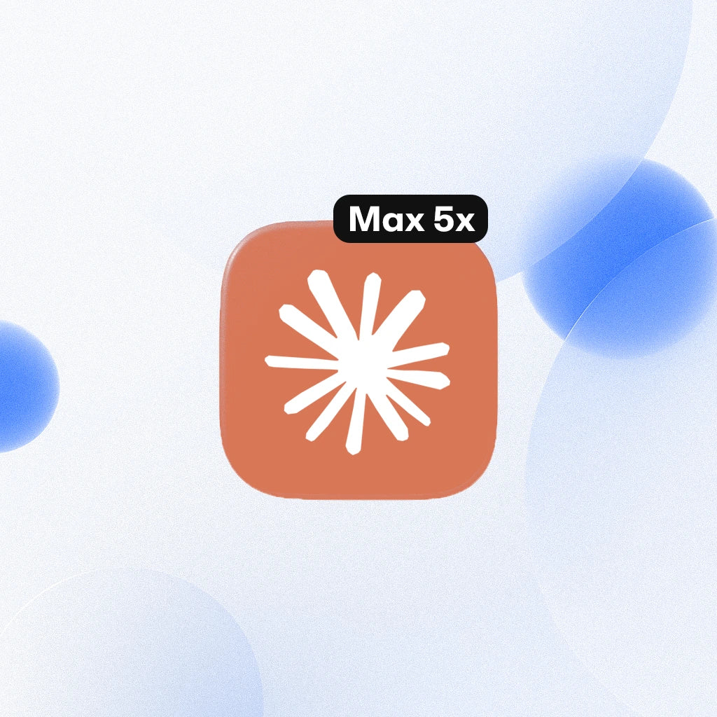 Claude Max 5x Plan gift voucher icon on a light blue background at toolsarsenal.com